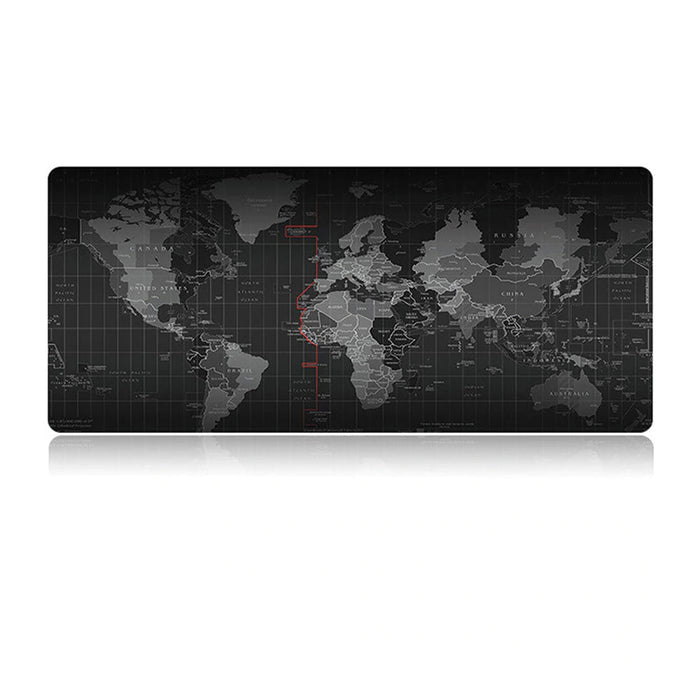 World Map Ninja Dragon Gaming XL Mouse Pad with Non-Slip Base: black, dark gray world map, minimal style