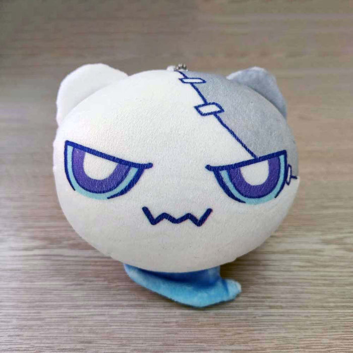 Wubbaboo Plush Keychain: Cute, Soft, Squishy: off-white, dark blue cat-like character, cartoon style