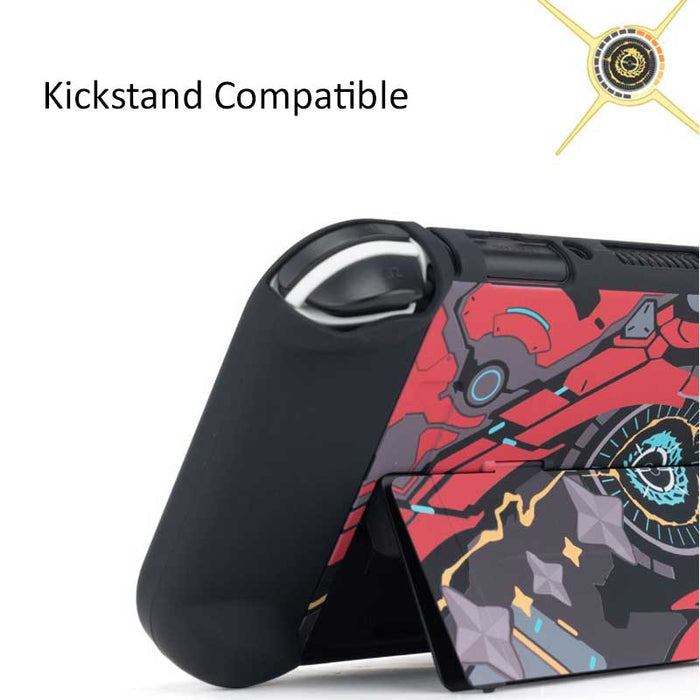 Xenoblade 3 Switch Accessories, Game in Style!: black, red red futuristic robot/mecha graphic, cartoon sci-fi style