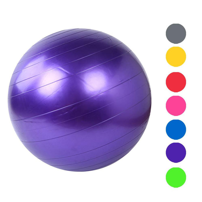 Yoga Ball for At-Home Fitness Exercises: purple, gray exercise ball, minimal style