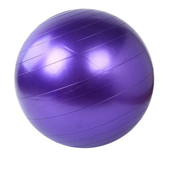 Yoga Ball for At-Home Fitness Exercises: purple, gray exercise ball, minimal style