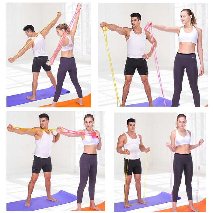 Yoga Band with Silicone Resistance: pink, yellow resistance exercise bands, fitness exercise equipment style