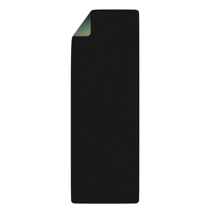Yoga Mat for Unidentified Flying Objects: black, dark green UFO spacecraft in outer space, retro sci-fi illustration style