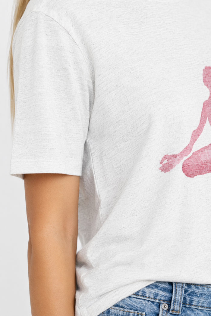 Yoga Print T-Shirt for Meditation Poses White