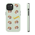 Yummy Feline Durable iPhone Case with Wireless Charging: pale mint green, orange orange-and-white cat, cute cartoon sticker-s
