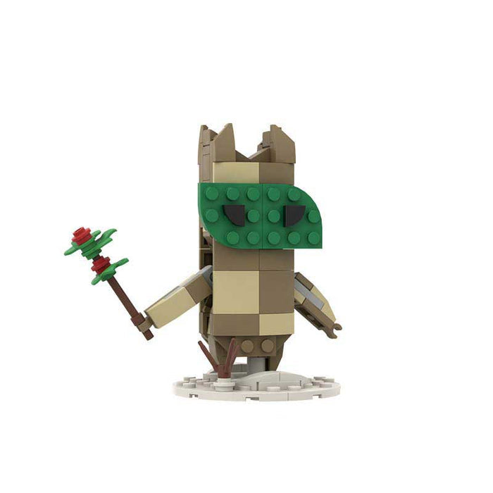 Zelda Building Blocks: DIY Fun, Decorative: green, orange cartoon reptile/creature holding a leaf umbrella, cartoon, brick-bu