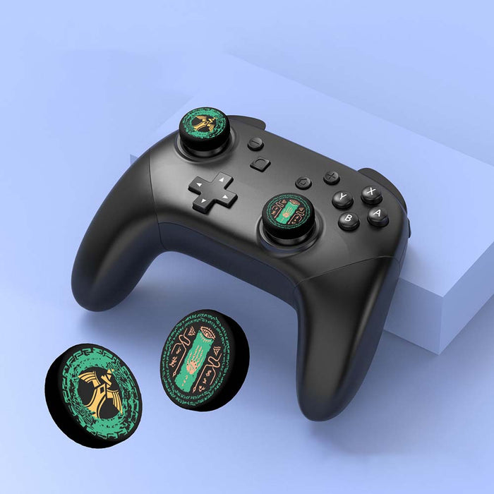 Zelda Controller Joystick Caps: Tears of the Kingdom: black, dark gray Spartan/helmet warrior theme, gaming, graphic emblem s