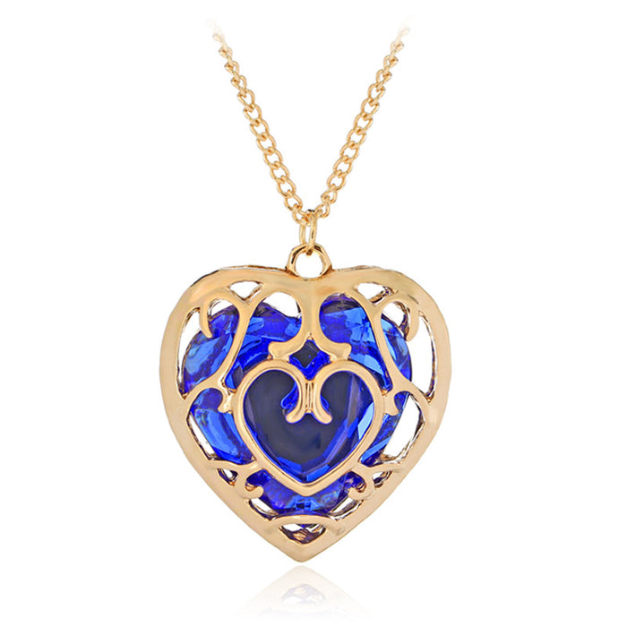 Zelda Heart Container Keychains and Necklace: gold, red heart motif, ornate decorative style
