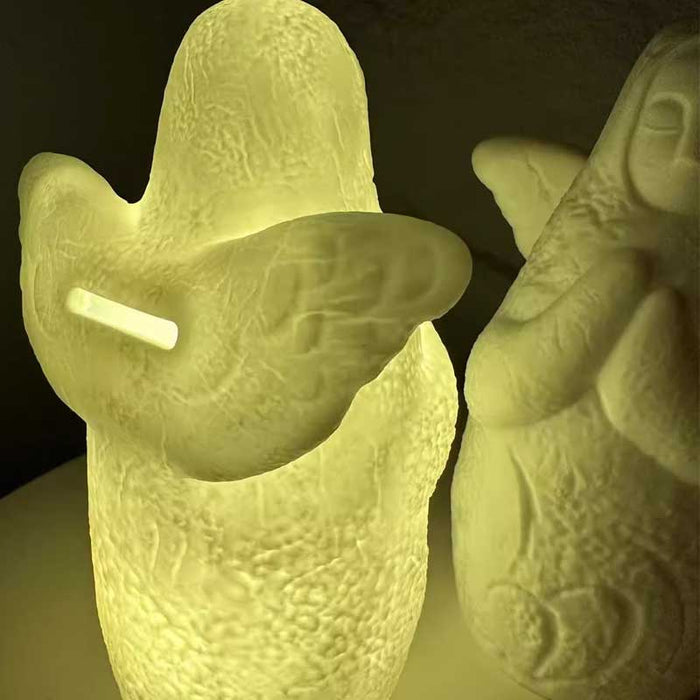 Zelda-inspired Hylia & Horned LED lamps: purple, yellow owl and other animal figures, cartoon style