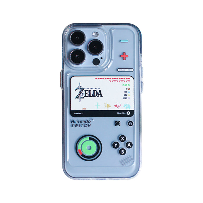 Zelda iPhone Cases with Unique Designs: translucent light blue, black The Legend of Zelda / Nintendo Switch theme, retro gami
