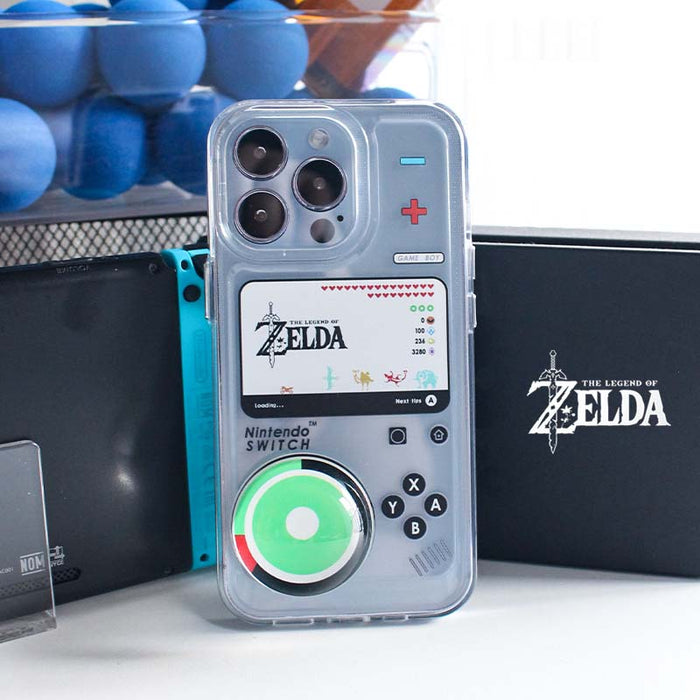 Zelda iPhone Cases with Unique Designs: translucent light blue, black The Legend of Zelda / Nintendo Switch theme, retro gami