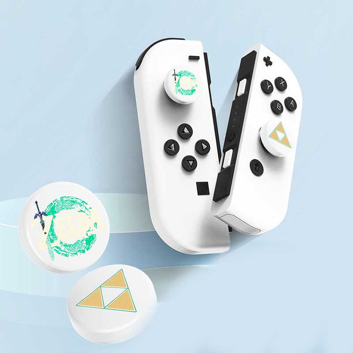 Zelda Joystick Caps with Tears Theme: white, black game controller set with removable thumbstick caps, minimal modern gaming