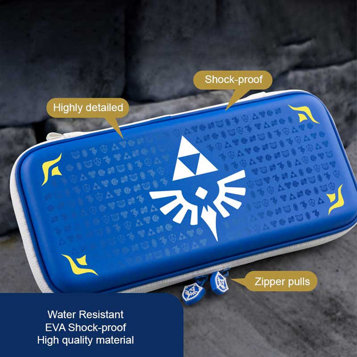 Zelda Skyward Sword Switch Accessories: blue, white The Legend of Zelda / Triforce and Hylian crest, video game themed, graph