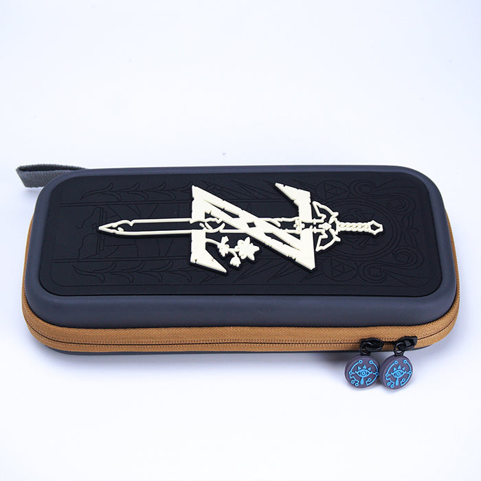 Zelda Switch Carrying Case with Exquisite Design: dark navy blue, white stylized sword and "Z" emblem, video game-inspired gr