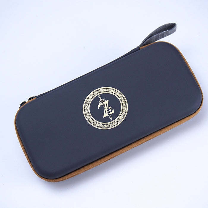 Zelda Switch Carrying Case with Exquisite Design: dark navy blue, white stylized sword and "Z" emblem, video game-inspired gr