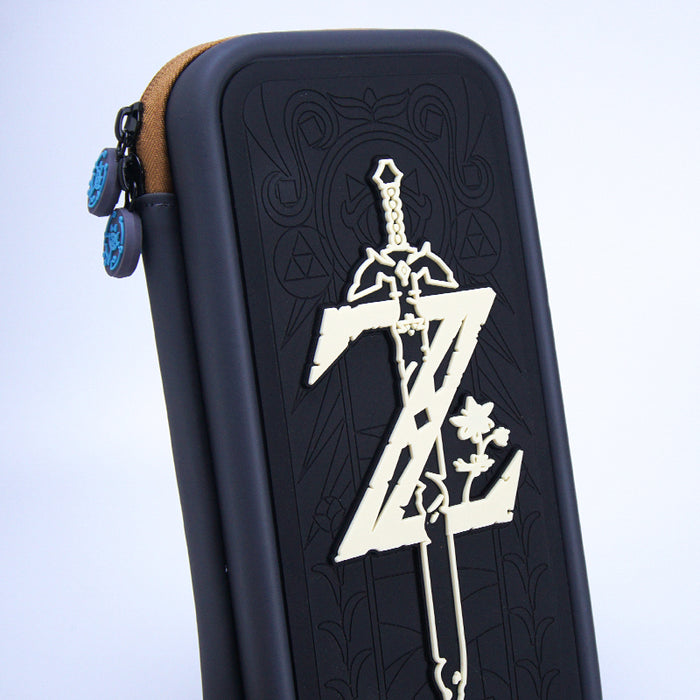 Zelda Switch Carrying Case with Exquisite Design: dark navy blue, white stylized sword and "Z" emblem, video game-inspired gr