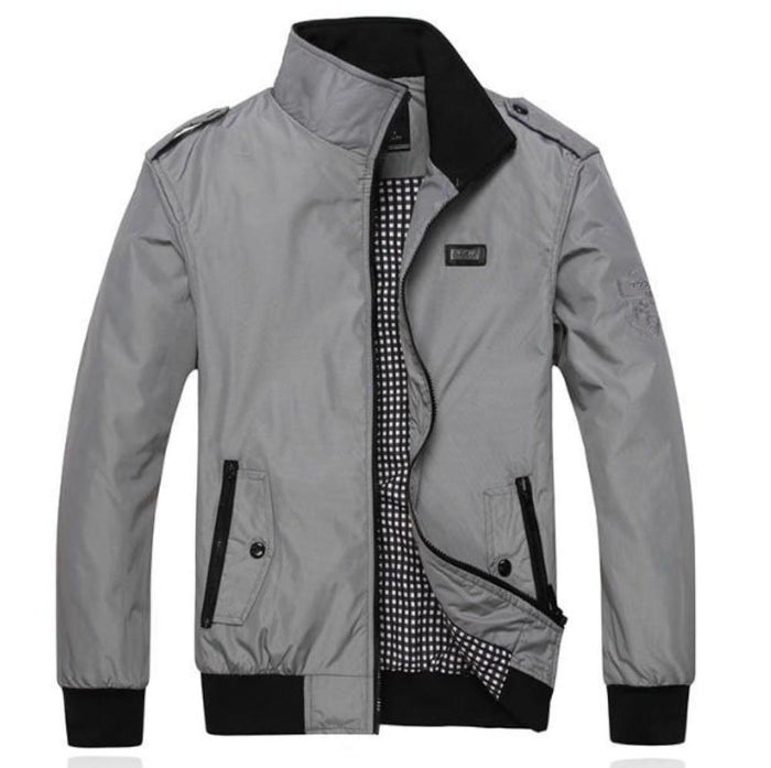 Zip-Up Pilot Jacket for Men: gray, black jacket, casual bomber-style style