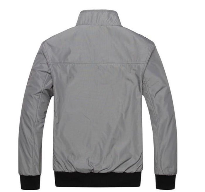 Zip-Up Pilot Jacket for Men: gray, black jacket, casual bomber-style style