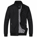 Zippered Jacket with Stand Collar for Men Black