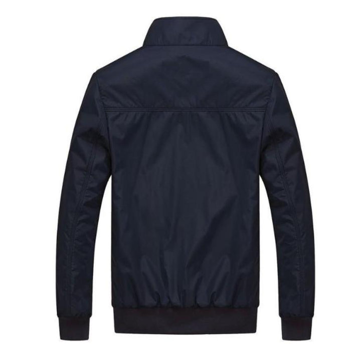 Zippered Jacket with Stand Collar for Men: black, gray jacket, minimal casual style